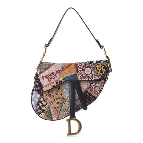 peace and love dior saddle bag|Christian Dior Peace And Love Patchwork Saddle Bag .